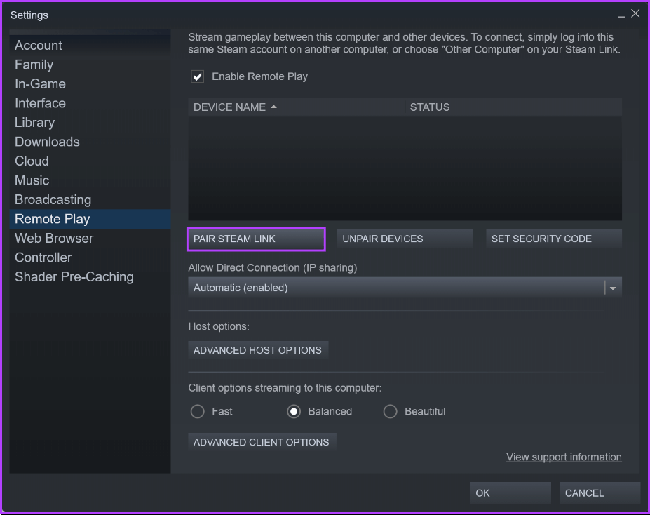 Pair-Steam-Link أفضل 6 طرق لإصلاح عدم عمل Steam Play Remote على Windows 11