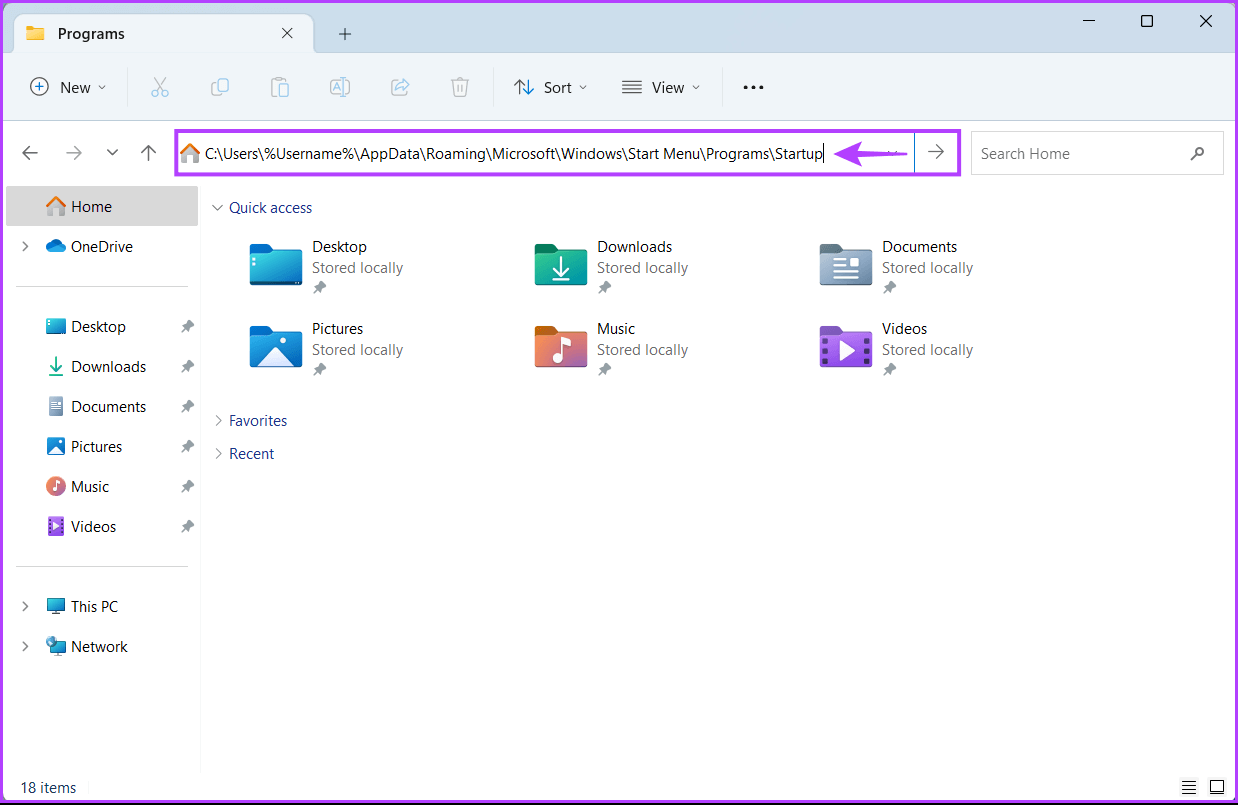 Paste-Path-in-Address-Bar-1 أفضل 6 طرق لإصلاح خطأ عدم وجود عناصر بدء تشغيل لعرضها في إدارة المهام