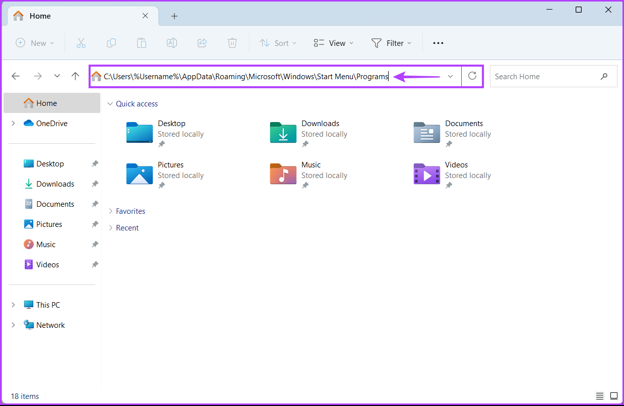 Paste-Path-in-Address-Bar أفضل 6 طرق لإصلاح خطأ عدم وجود عناصر بدء تشغيل لعرضها في إدارة المهام