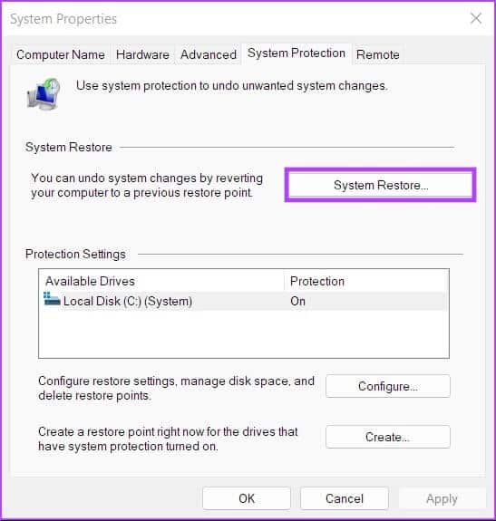 Perform_System_Restore أفضل 9 طرق لإصلاح عدم تشغيل ألعاب Steam على Windows 11
