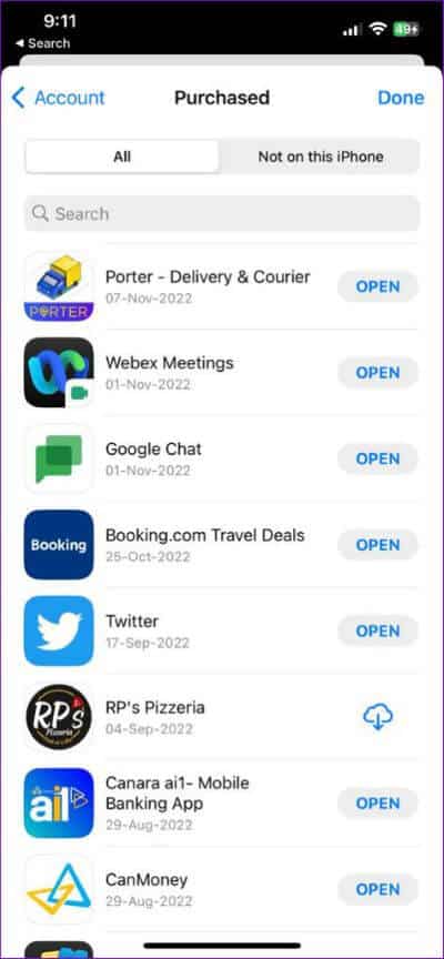 Purchased-App-List-on-iPhone-474x1024-1 كيفية عرض وإدارة تطبيقاتك التي تم تنزيلها مسبقًا على Android و iPhone