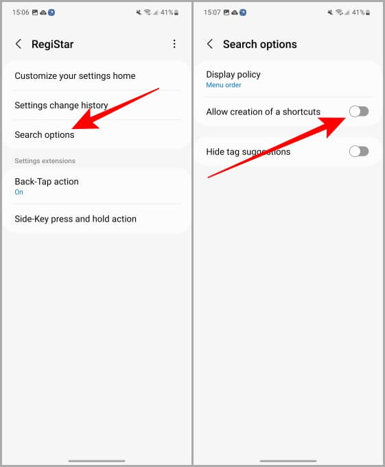 RegiStar-Module-Options كيفية إضافة اختصار الإعدادات إلى الشاشة الرئيسية على هواتف Samsung Galaxy