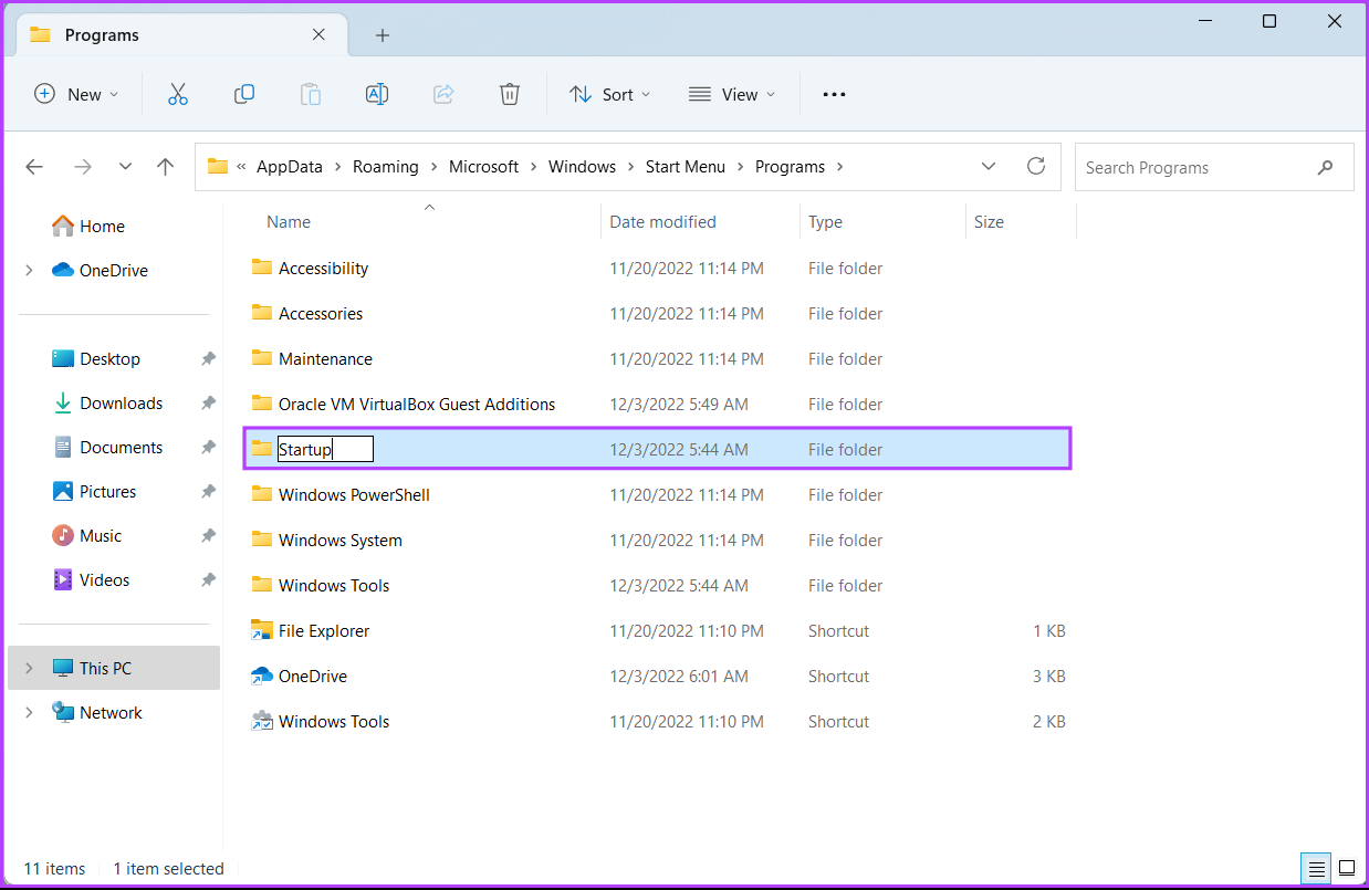 Rename-Folder-To-Startup-1 أفضل 6 طرق لإصلاح خطأ عدم وجود عناصر بدء تشغيل لعرضها في إدارة المهام