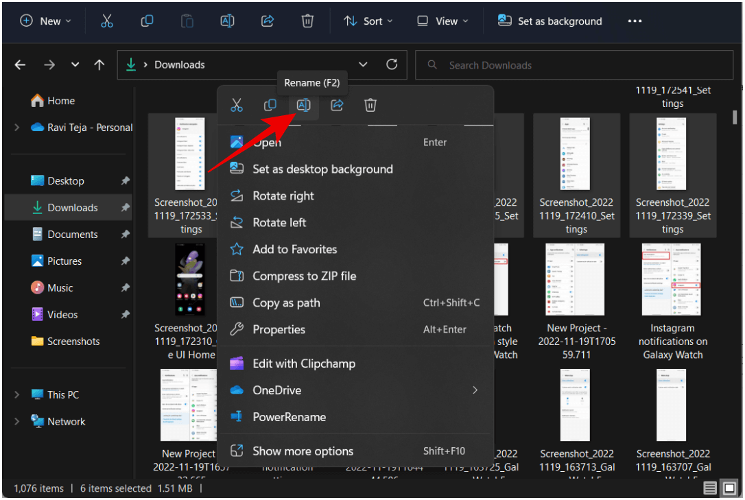 Rename-option-in-the-windows-file-explorer 4 طرق لإعادة تسمية ملفات متعددة مرة واحدة على Windows 10 و 11