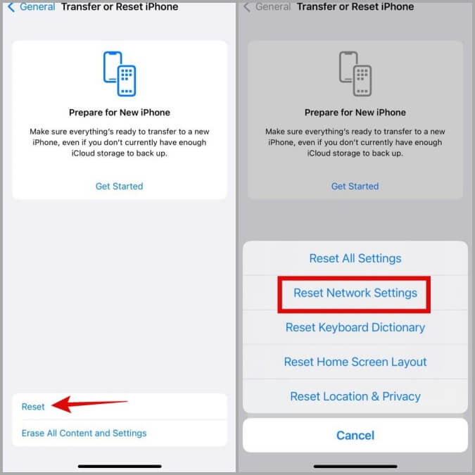 Reset-Network-Settings-on-iPhone أفضل 9 طرق لإصلاح عدم ظهور 5G على iPhone