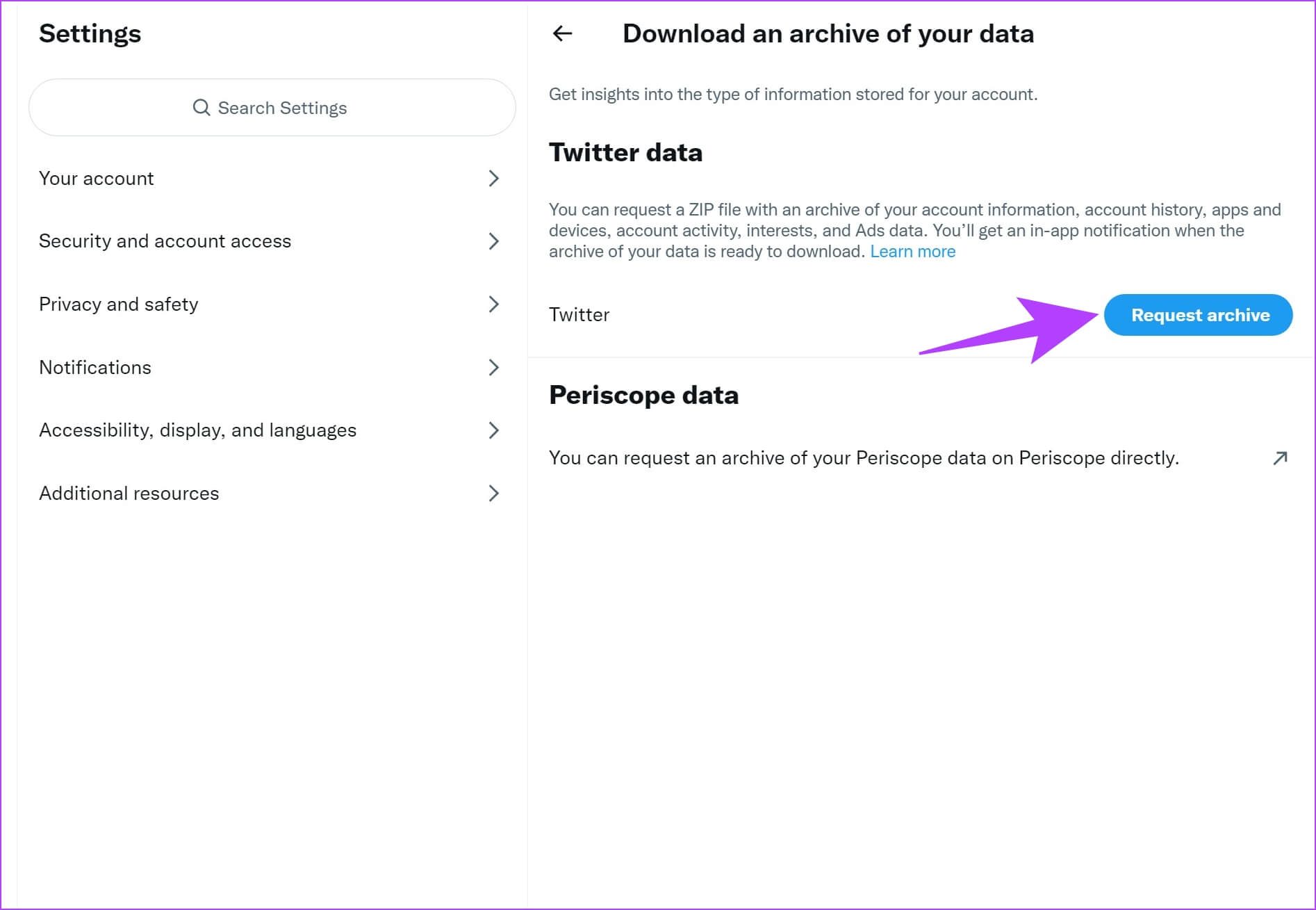 Reuest-Archive كيفية تنزيل أرشيف Twitter للحصول على سجل كامل لنشاطك