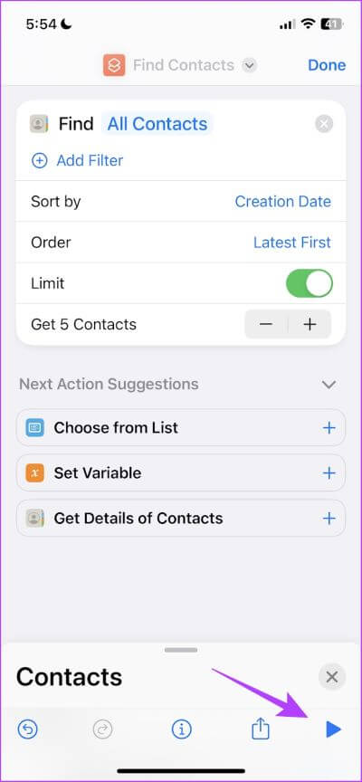 Run-Shortcut-1 كيفية فرز جهات الاتصال على iPhone و iPad بالاسم الأول أو اسم العائلة