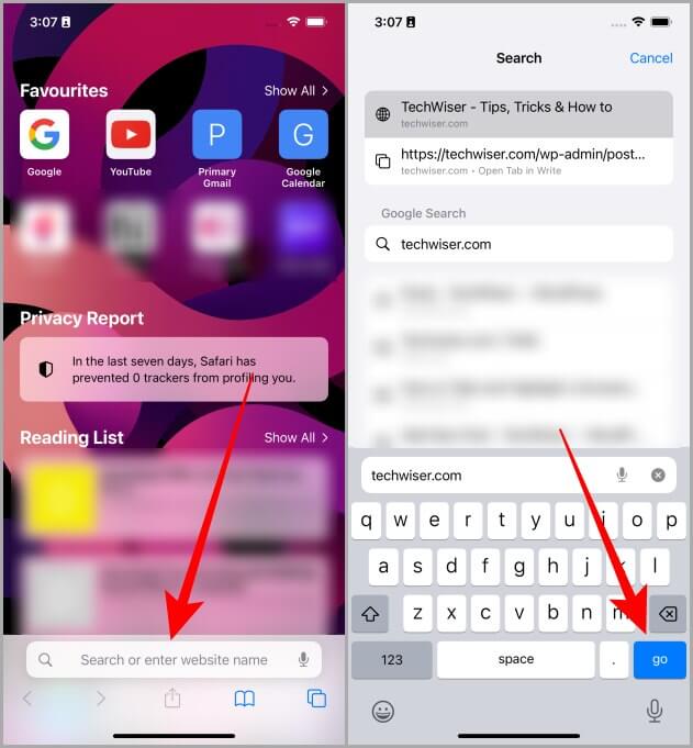 Safari-Browser-on-iPhone كيفية إضافة موقع إلكتروني إلى الشاشة الرئيسية على iOS و Android