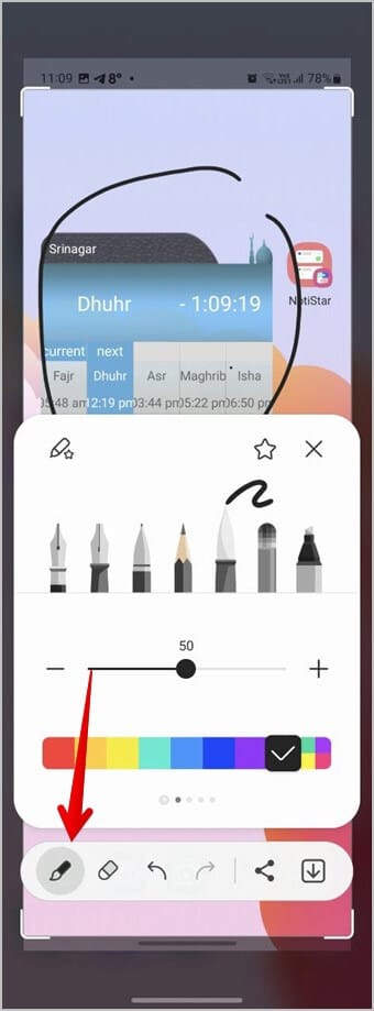 Samsung-Screenshot-Draw-Pencil 6 طرق للرسم على صورة على هواتف Samsung Galaxy