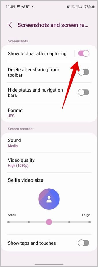 Samsung-Settings-Enable-Screenshot-Toolbar 6 طرق للرسم على صورة على هواتف Samsung Galaxy