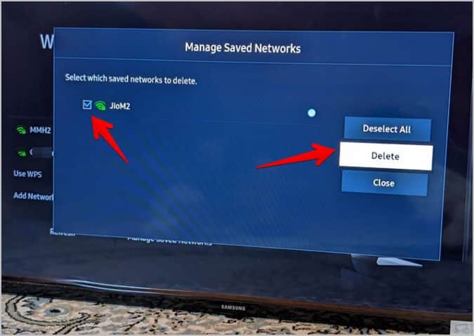 Samsung-Smart-TV-Delete-Wifi-Network كيفية توصيل أو تغيير شبكة Wi-Fi على تلفزيون Samsung الذكي
