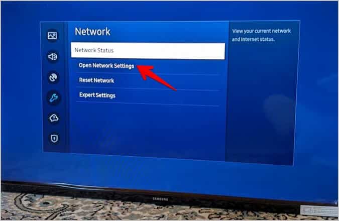 Samsung-Smart-TV-Open-Network-Settings كيفية توصيل أو تغيير شبكة Wi-Fi على تلفزيون Samsung الذكي