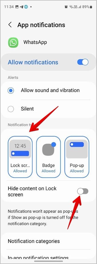 Samsung-WhatsApp-Notifications-Lock-Screen كيفية الحصول على إشعارات WhatsApp على شاشة القفل والشاشة الرئيسية
