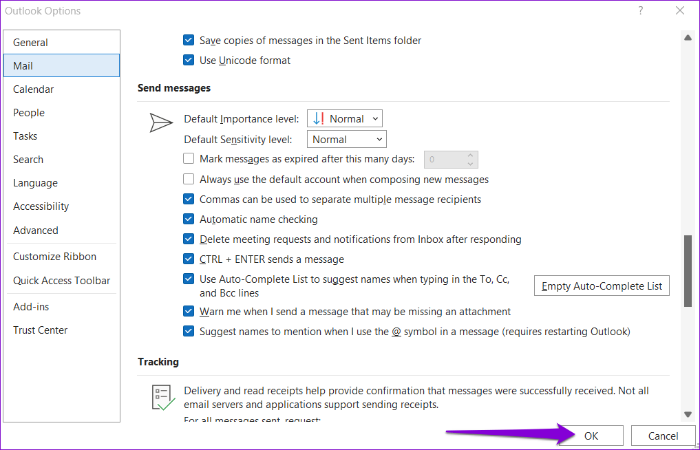 Save-Changes-in-Outlook-Options أفضل 5 طرق لإصلاح عدم ظهور جهات الاتصال في Outlook على Windows 11
