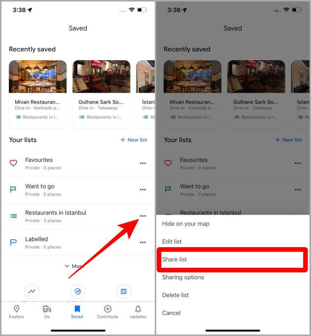 Saved-Tab-Google-Maps-on-iPhone كيفية عمل قائمة على Google Maps على iPhone - الدليل الكامل