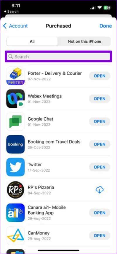 Search-Tool-in-App-History-on-iPhone-474x1024-1 كيفية عرض وإدارة تطبيقاتك التي تم تنزيلها مسبقًا على Android و iPhone
