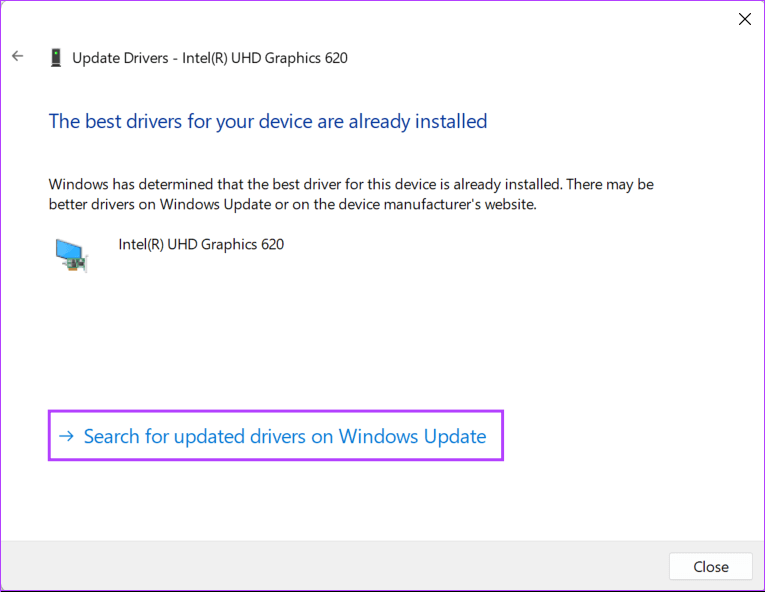 Search-for-updated-drivers-on-Windows-Update أفضل 9 طرق لإصلاح عدم تشغيل ألعاب Steam على Windows 11
