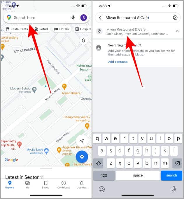 Search-in-Google-Maps-on-iOS كيفية عمل قائمة على Google Maps على iPhone - الدليل الكامل