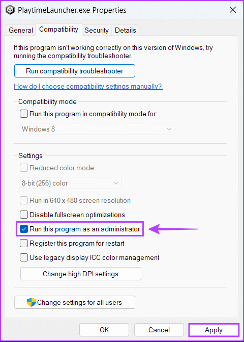 Select-Run-thls-program-as-an-administrator أفضل 9 طرق لإصلاح عدم تشغيل ألعاب Steam على Windows 11