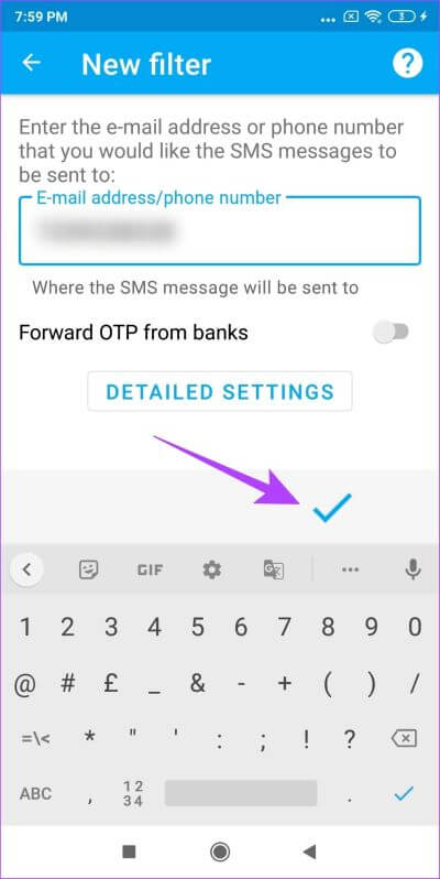Select-the-tick-option كيفية إعادة توجيه الرسائل النصية تلقائيًا إلى هاتف أو كمبيوتر آخر على Android