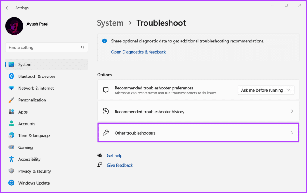 Select_Other_Troubleshooters-1 أفضل 7 طرق لإصلاح عدم عمل الكاميرا في Google Chrome على Windows 11