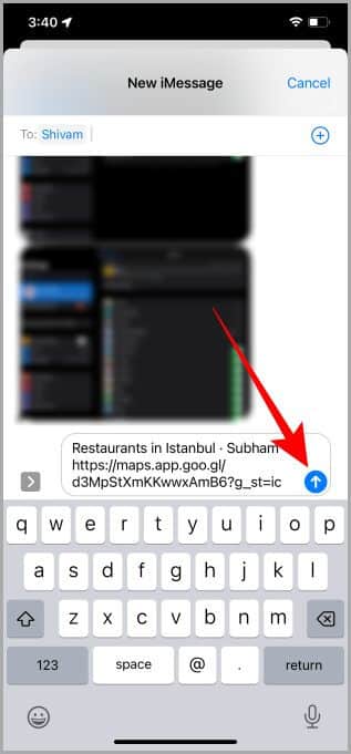 Sending-the-Google-Maps-list-on-iMessage-on-iPhone كيفية عمل قائمة على Google Maps على iPhone - الدليل الكامل