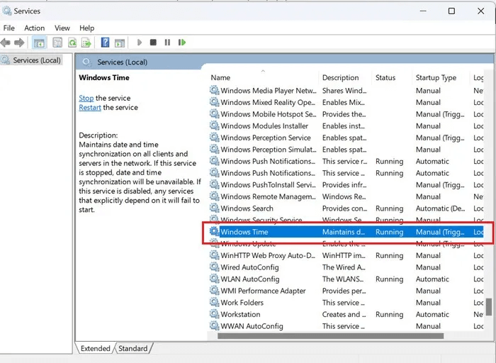 Services.jpg كيفية إصلاح مشكلة فشل مزامنة الوقت في Windows