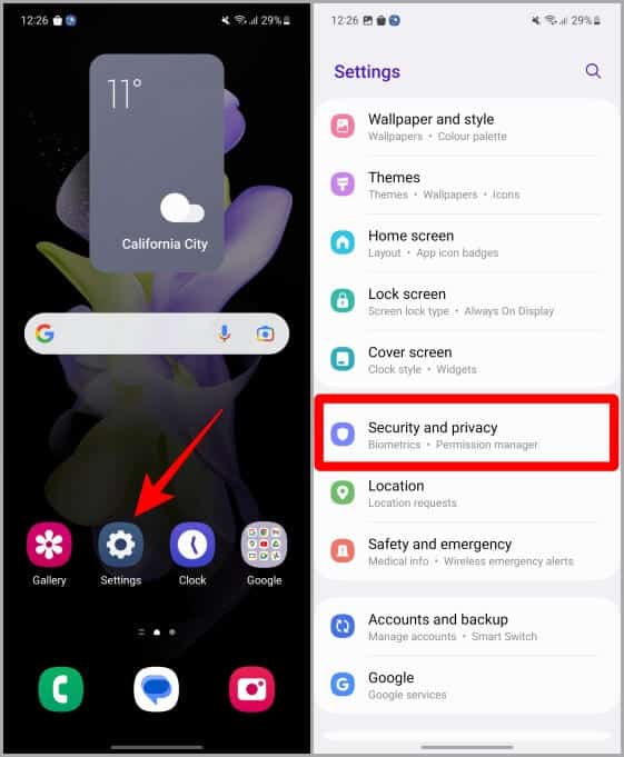Settings-on-Samsung-Home-Screen كيفية إعداد مجلد آمن على هواتف Samsung Galaxy