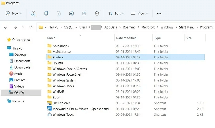 كيفية البحث عن مجلد بدء تشغيل Windows وإدارته لجميع المستخدمين - %categories