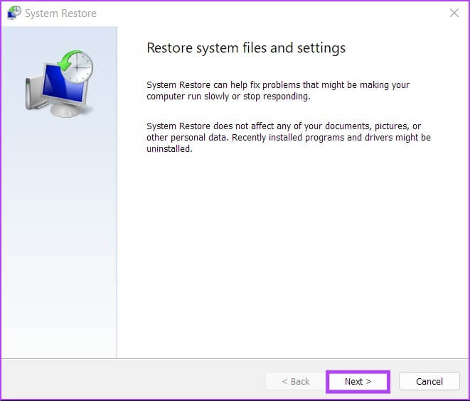 Start_System_Restore أفضل 9 طرق لإصلاح عدم تشغيل ألعاب Steam على Windows 11