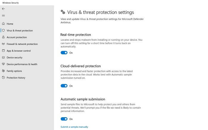 System-Cannot-Find-the-Path-Specified-Enable-All-Virus-and-Threat-Protections 12 حل لإصلاح خطأ "لا يمكن للنظام العثور على المسار المحدد" على Windows
