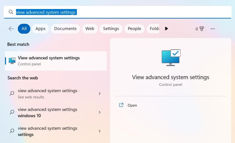 System-Cannot-Find-the-Path-Specified-View-Advanced-System-Settings 12 حل لإصلاح خطأ "لا يمكن للنظام العثور على المسار المحدد" على Windows