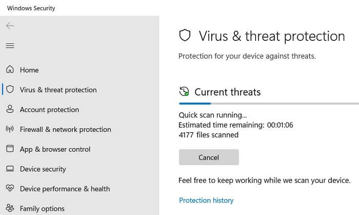 System-Cannot-Find-the-Path-Specified-Virus-and-Threat-Protection-Quick-Scan 12 حل لإصلاح خطأ "لا يمكن للنظام العثور على المسار المحدد" على Windows