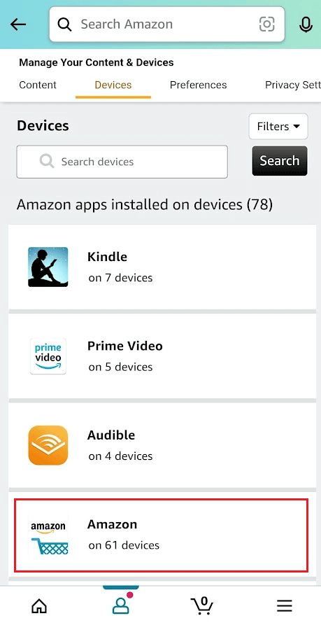 Tap-on-Amazon-from-the-list-to-see-all-the-registered-devices كيفية إلغاء تسجيل جهاز Amazon