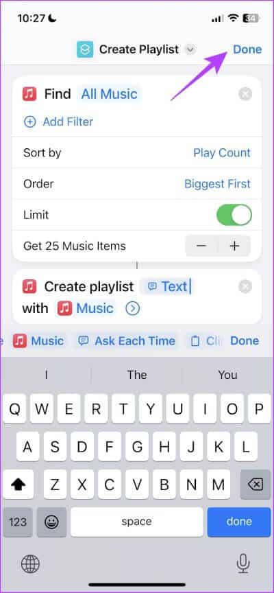 Tap-on-Done-2 كيفية عمل قائمة تشغيل على Apple Music وفرزها على iPhone
