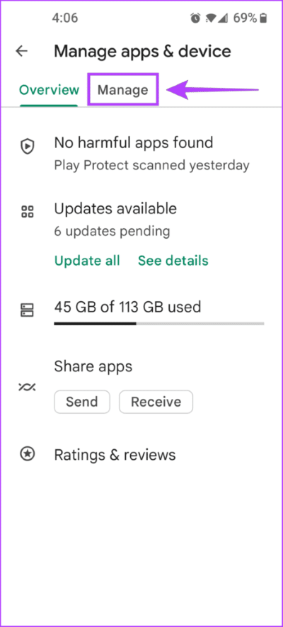 Tap-on-manage-463x1024-1 كيفية تعطيل تحديثات التطبيقات التلقائية على Android و iOS