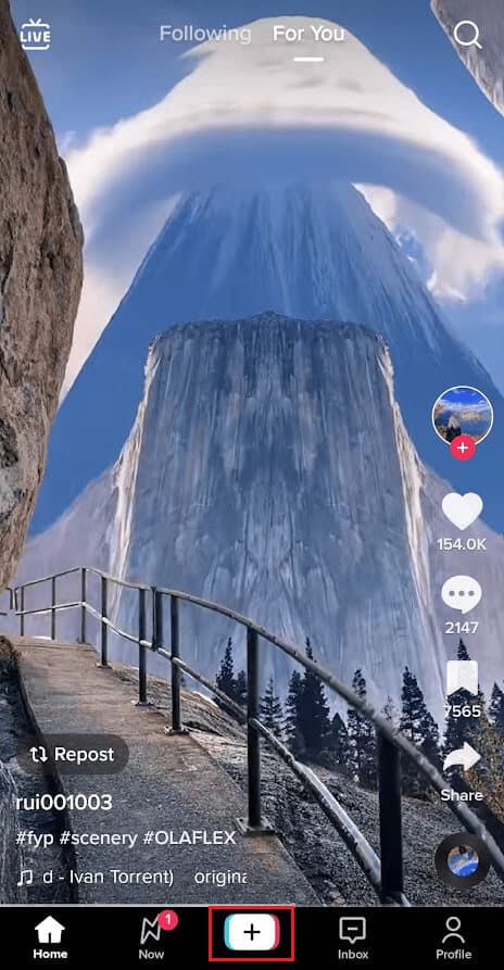 Tap-on-the-Plus-icon-from-the-bottom-bar كيفية تحرير وحفظ مسودة على TikTok