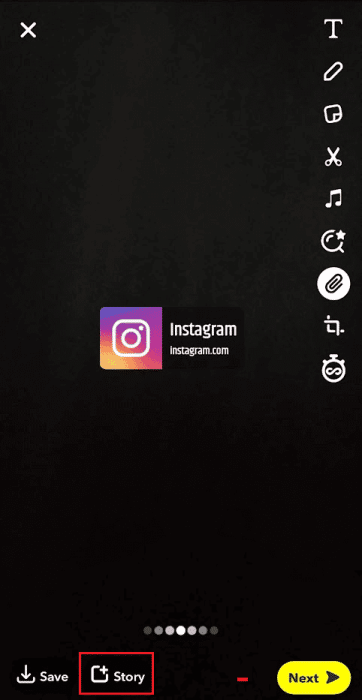 Tap-on-the-Story-option-to-successfully-share-the-story-link-on-Snapchat-1-e1671455761103 كيفية إعادة نشر مقاطع فيديو Instagram على قصة Snapchat