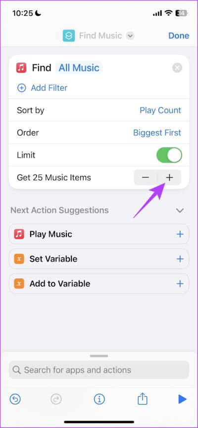 Tap-on-to-set-limit كيفية عمل قائمة تشغيل على Apple Music وفرزها على iPhone