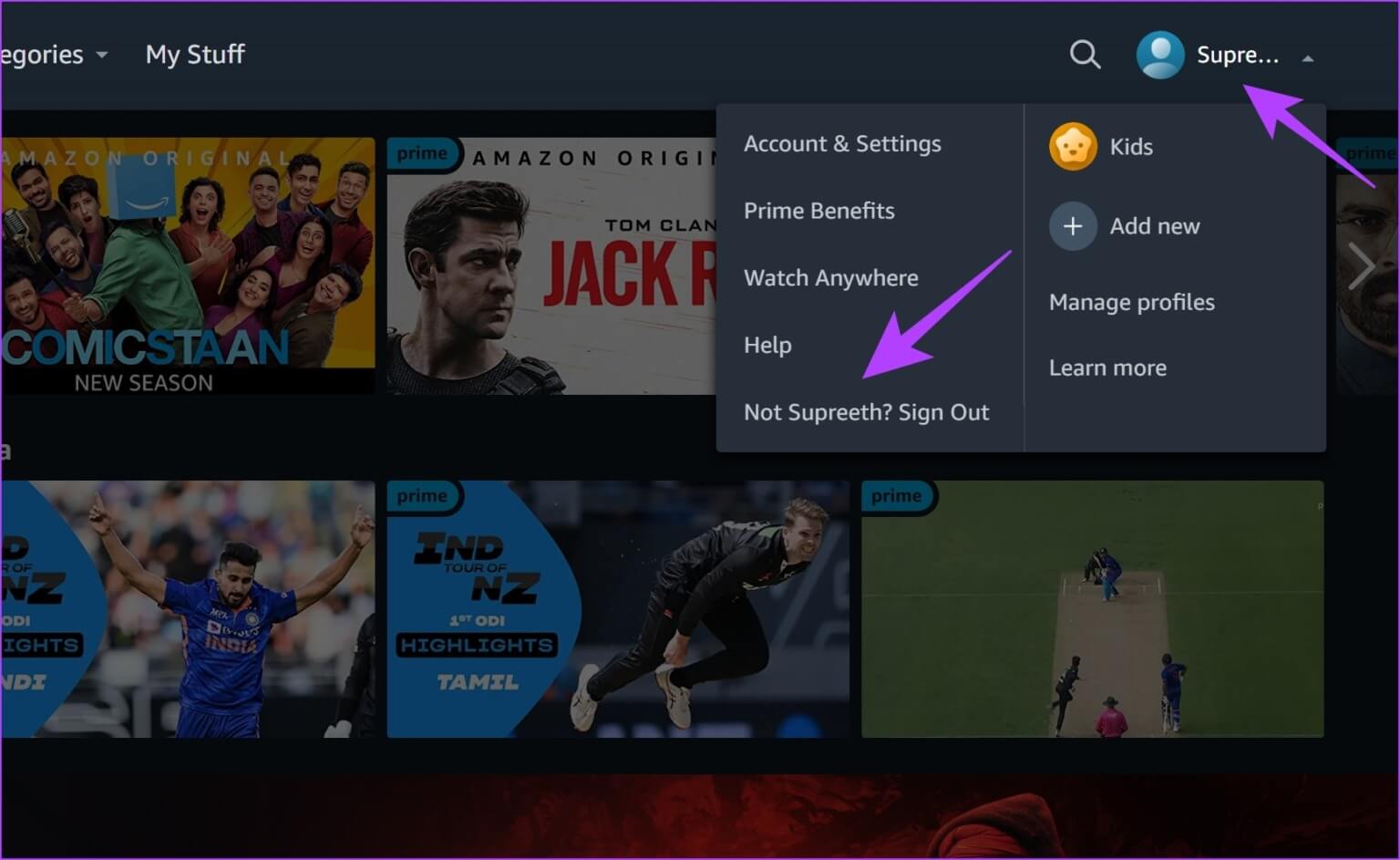 Tap-on-username-1536x943-1 10 طرق لإصلاح عدم تشغيل Amazon Prime Video بدقة عالية على المتصفح