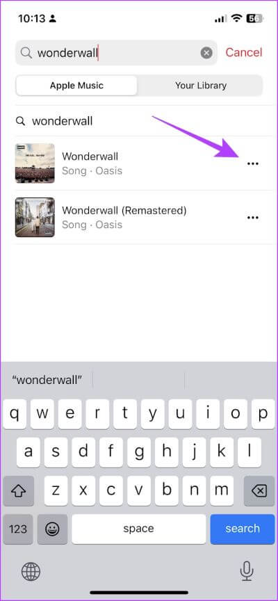 Three-dots-icon-next-to-the-song كيفية عمل قائمة تشغيل على Apple Music وفرزها على iPhone