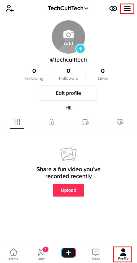 TikTok-app-Profile-tab-hamburger-icon كيف تعمل العملات المعدنية على TikTok