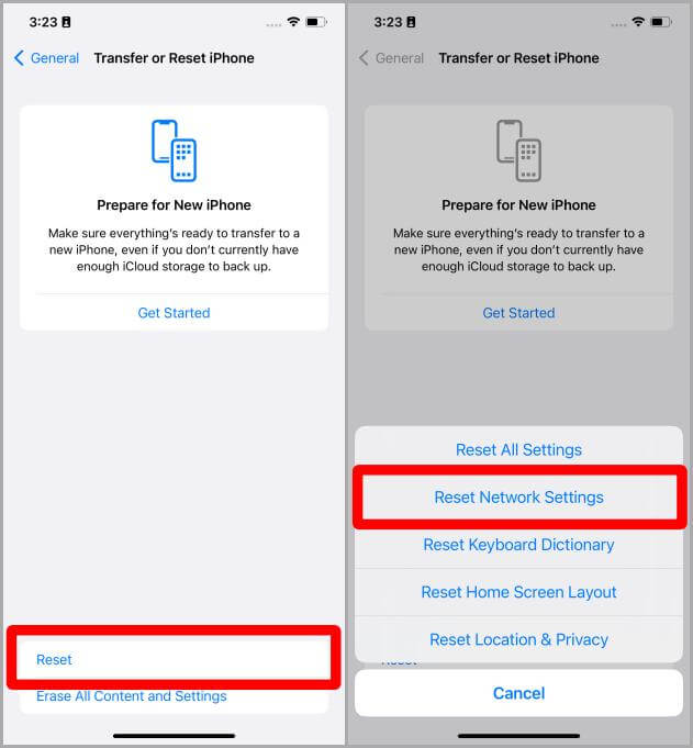 Transfer-or-Reset-Settings-iOS 5 طرق لإصلاح عدم اتصال iOS 16 بشبكة Wi-Fi