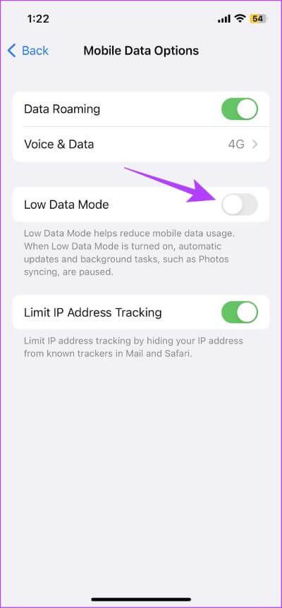 Turn-Off-Low-Data-Mode 8 إصلاحات لعدم تحميل الصور في Slack على iPhone و Android