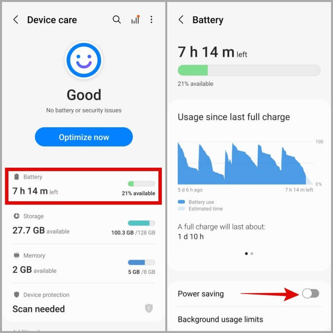 Turn-Off-Power-Saving-on-Android-Phone-1 9 من أفضل الطرق لإصلاح تأخر لوحة مفاتيح Samsung في هواتف Galaxy
