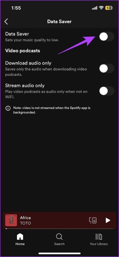 Turn-off-Data-Saver-1-474x1024-1 8 طرق لإصلاح جودة الصوت السيئة على تطبيق Spotify للجوال