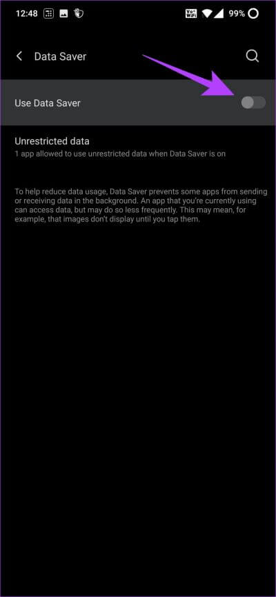 Turn-off-Toggle-Data-Saver 8 إصلاحات لعدم تحميل الصور في Slack على iPhone و Android