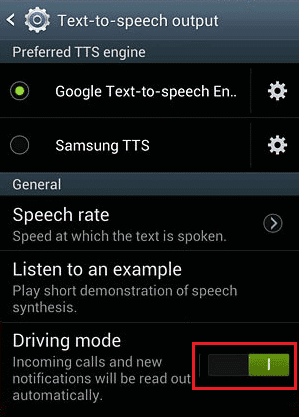 Turn-off-the-toggle-for-Driving-Mode-present-under-the-General-tab كيفية تشغيل وضع القيادة في Samsung Galaxy S3