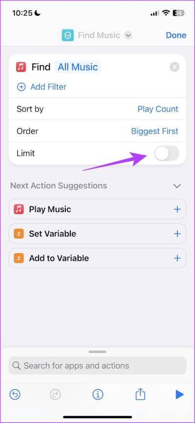 Turn-on-Toggle-for-Limit كيفية عمل قائمة تشغيل على Apple Music وفرزها على iPhone