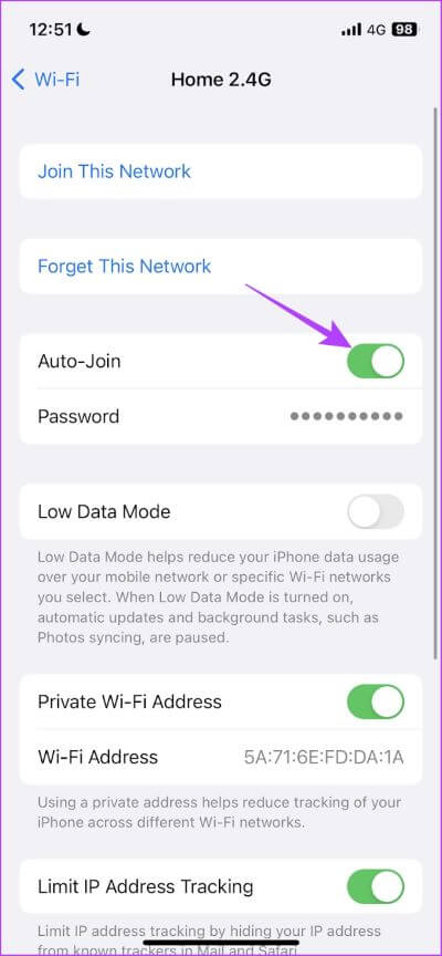 Turn-on-toggle-for-auto-join 6 طرق لإصلاح عدم اتصال iPhone تلقائيًا بشبكة Wi-Fi